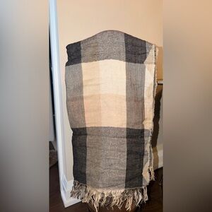 Zara Black and Cream Plaid Scarf